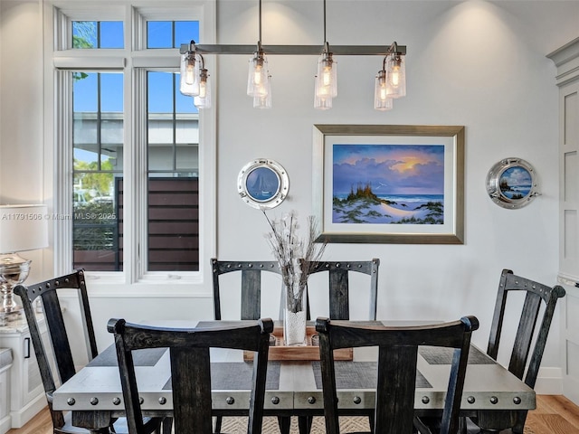dining room with light wood finished floors