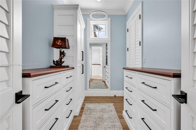 walk in closet featuring light wood finished floors