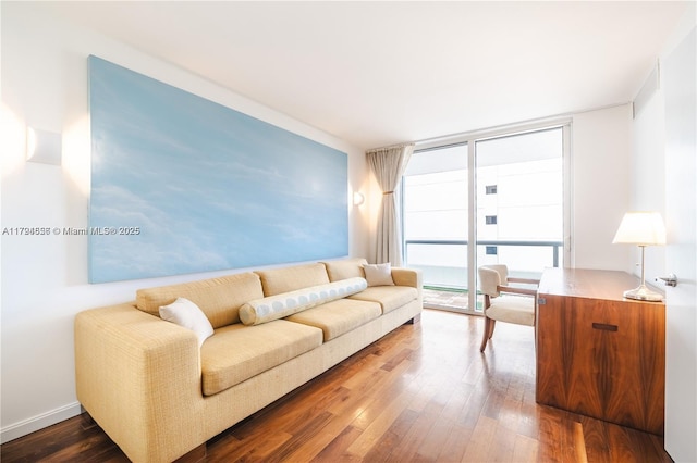 50 Biscayne Blvd Unit 602, Miami, FL 33132 - living area with dark wood-style flooring and floor to ceiling windows