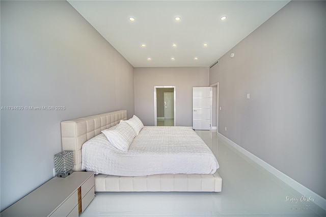 bedroom with recessed lighting