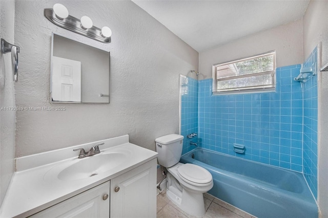 2821 N 74th Ave, Hollywood, FL 33024 - full bath with toilet, shower / tub combination, vanity, tile patterned flooring, and a textured wall