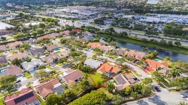 16235 NW 1st St, Pembroke Pines, FL 33028 - birds eye view of property with a water view and a residential view