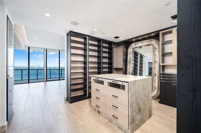 walk in closet with light wood-type flooring