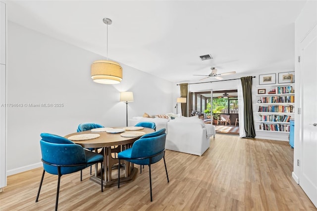 450 SE 7th St Unit 234, Dania Beach, FL 33004 - dining area featuring ceiling fan, visible vents, baseboards, and light wood finished floors