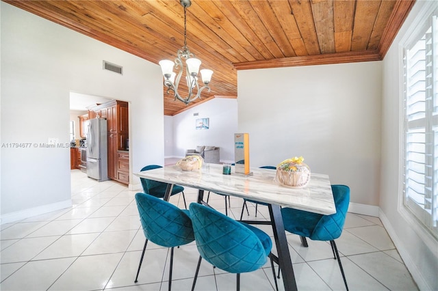 7354 NW 49th Ct, Lauderhill, FL 33319 - dining room featuring visible vents, ornamental molding, wood ceiling, and a wealth of natural light