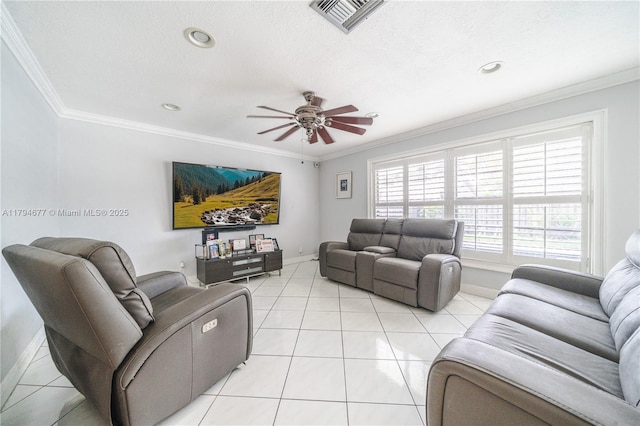 7354 NW 49th Ct, Lauderhill, FL 33319 - living room featuring visible vents, ornamental molding, and baseboards