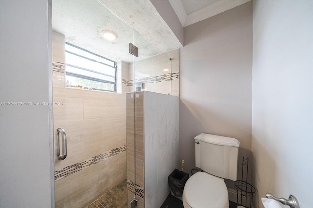 7354 NW 49th Ct, Lauderhill, FL 33319 - full bathroom featuring ornamental molding, toilet, and a shower stall