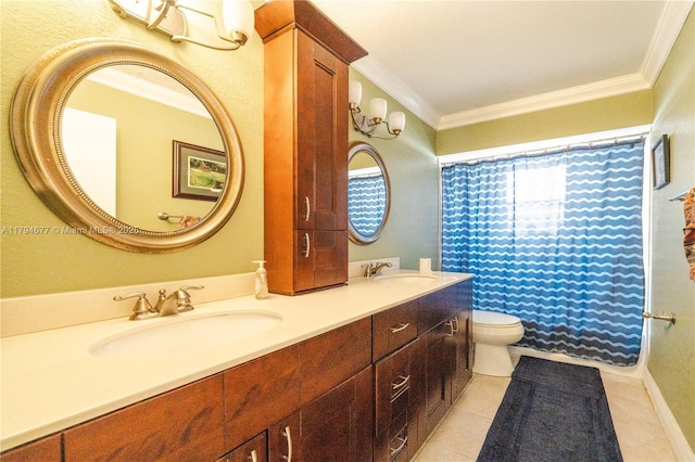 7354 NW 49th Ct, Lauderhill, FL 33319 - full bathroom with double vanity, a sink, toilet, and ornamental molding