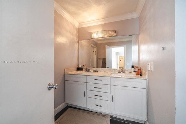 7354 NW 49th Ct, Lauderhill, FL 33319 - bathroom featuring crown molding, double vanity, and a sink