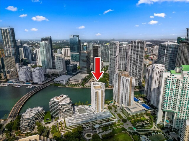 701 Brickell Key Blvd Unit 1812, Miami, FL 33131 - aerial view featuring a city view and a water view