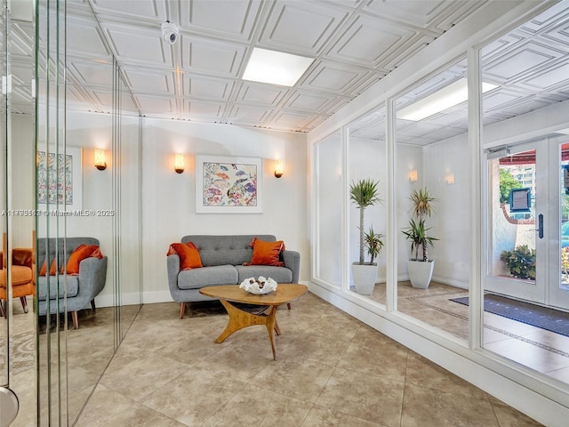 400 N Riverside Dr Unit 512, Pompano Beach, FL 33062 - living area with an ornate ceiling and french doors