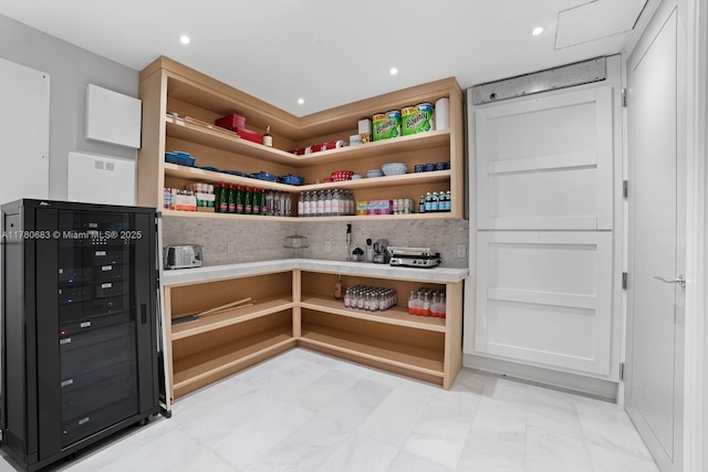 storage area featuring beverage cooler