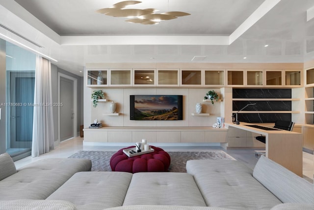 living area with ceiling fan