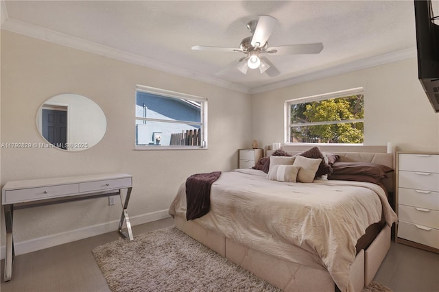 11450 NW 45th Pl, Sunrise, FL 33323 - bedroom featuring baseboards, ornamental molding, and ceiling fan
