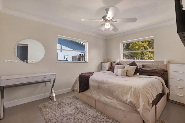 11450 NW 45th Pl, Sunrise, FL 33323 - bedroom with crown molding, a ceiling fan, and baseboards
