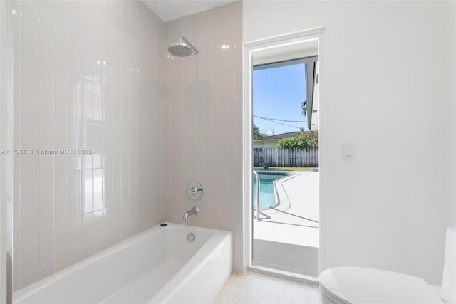 full bathroom featuring toilet and shower / washtub combination