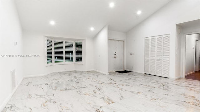 9866 NW 19th St, Coral Springs, FL 33071 - interior space with visible vents, recessed lighting, marble finish floor, and baseboards
