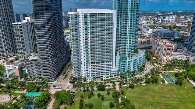 aerial view with a city view