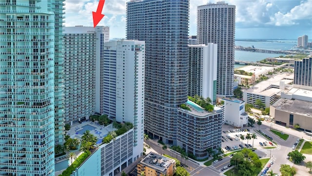 property's view of city with a water view