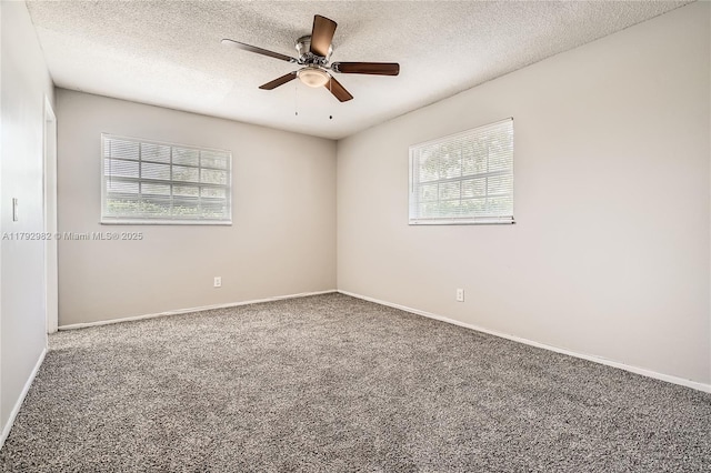 4109 NW 79th Ave, Coral Springs, FL 33065 - empty room with baseboards, a ceiling fan, carpet flooring, and a textured ceiling