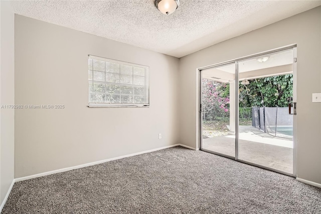 4109 NW 79th Ave, Coral Springs, FL 33065 - empty room with carpet flooring, a textured ceiling, a healthy amount of sunlight, and baseboards
