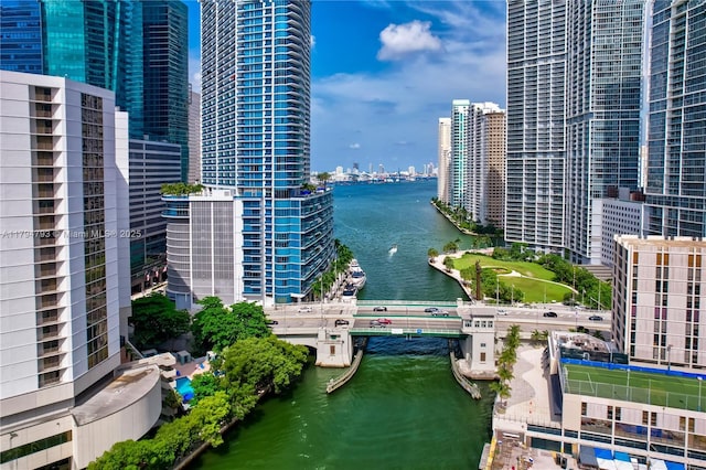 water view with a view of city