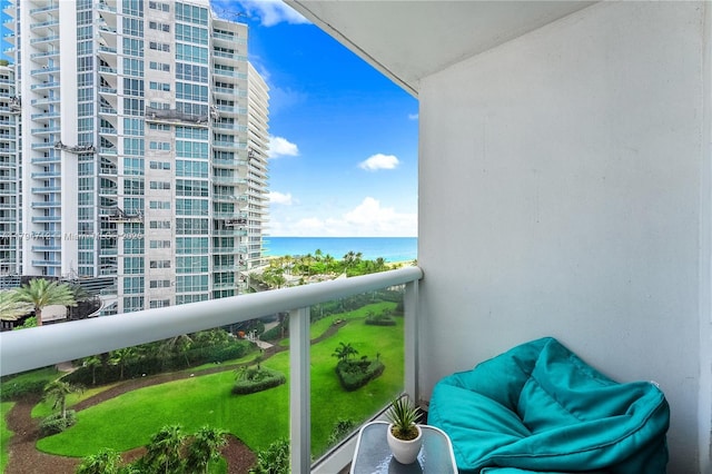 balcony with a water view