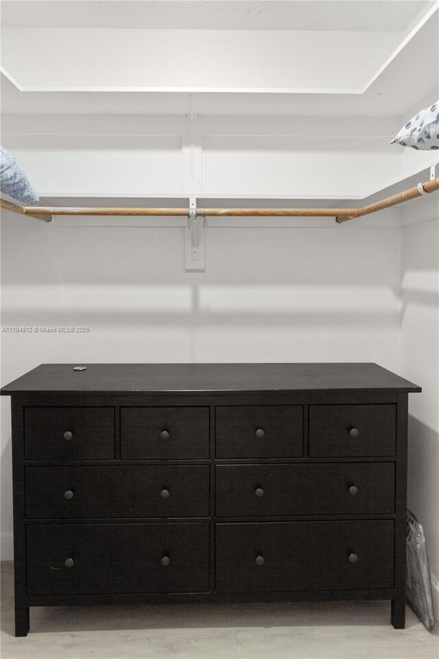 spacious closet with light wood-style flooring