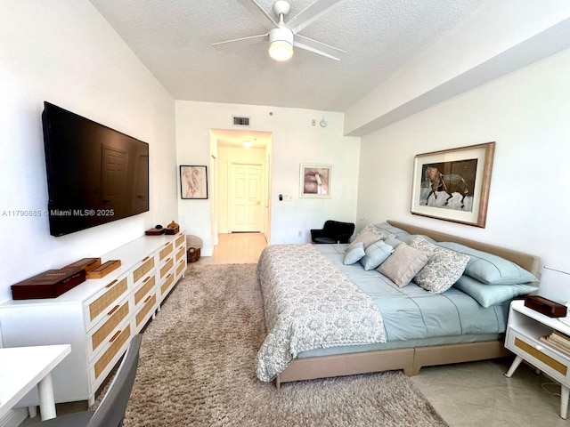 3001 NE 185th St Unit 225, Aventura, FL 33180 - bedroom with visible vents, a textured ceiling, and ceiling fan