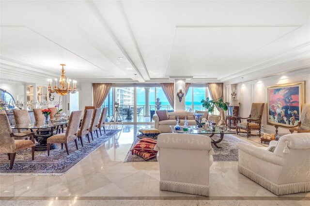 445 Grand Bay Dr Unit 1001, Key Biscayne, FL 33149 - living area featuring a chandelier