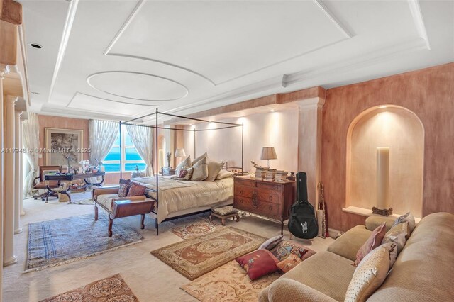 445 Grand Bay Dr Unit 1001, Key Biscayne, FL 33149 - bedroom with a raised ceiling and carpet