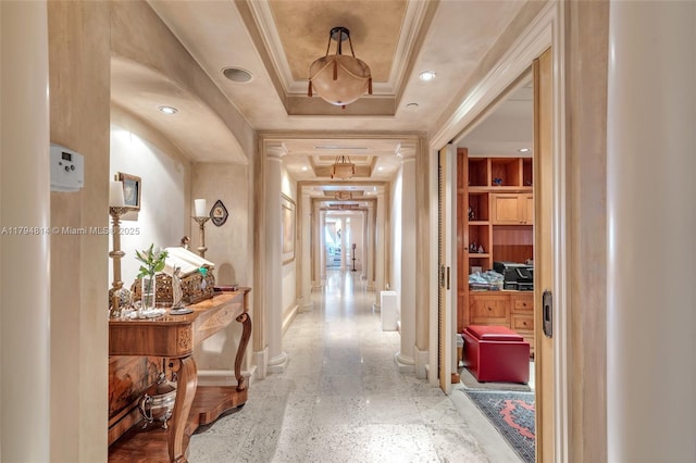 445 Grand Bay Dr Unit 1001, Key Biscayne, FL 33149 - hallway with a raised ceiling and baseboards