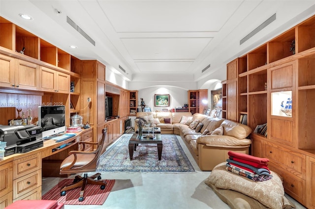 445 Grand Bay Dr Unit 1001, Key Biscayne, FL 33149 - living room with arched walkways and built in shelves