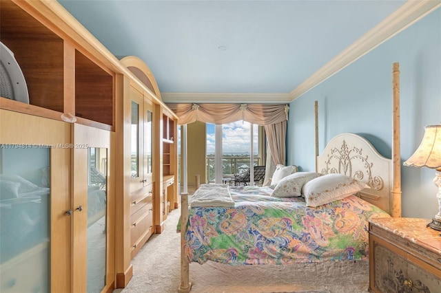 445 Grand Bay Dr Unit 1001, Key Biscayne, FL 33149 - bedroom featuring ornamental molding, access to exterior, carpet flooring, and french doors