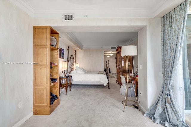 445 Grand Bay Dr Unit 1001, Key Biscayne, FL 33149 - bedroom featuring light colored carpet, ornamental molding, and baseboards