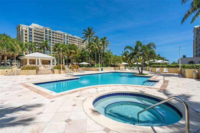 445 Grand Bay Dr Unit 1001, Key Biscayne, FL 33149 - community pool with a community hot tub, a patio, and a gazebo