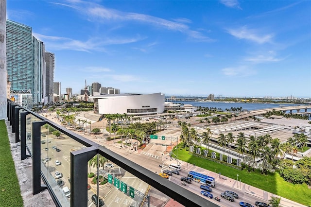 exterior space with a view of city and a water view
