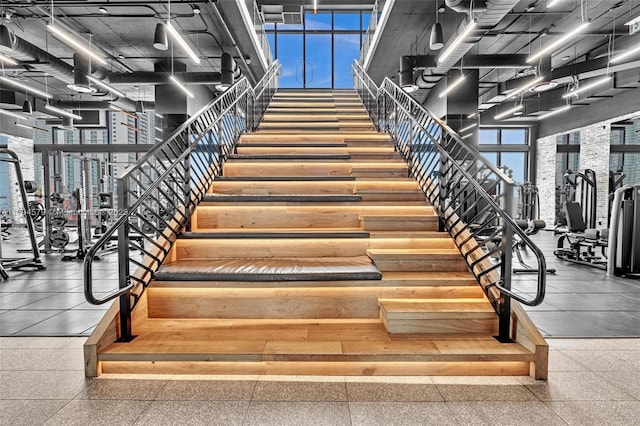interior space with a towering ceiling