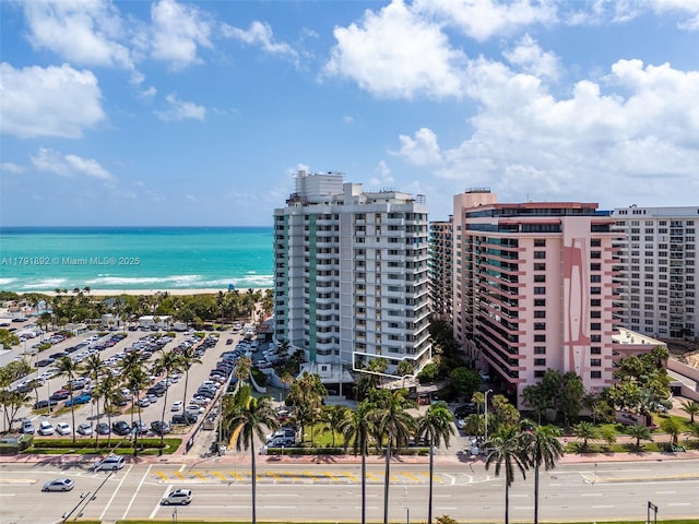 bird's eye view featuring a water view