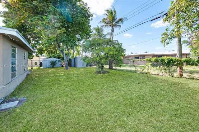 6421 NW 24th Pl, Sunrise, FL 33313 - view of yard with fence, an outbuilding, and a shed