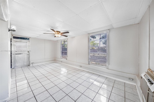 6421 NW 24th Pl, Sunrise, FL 33313 - spare room with a paneled ceiling, ceiling fan, and light tile patterned floors
