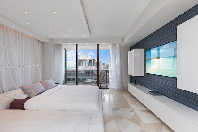 5875 Collins Ave Unit 1908, Miami Beach, FL 33140 - bedroom featuring recessed lighting, a wall of windows, access to exterior, and visible vents