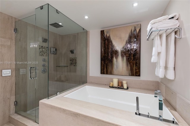 5875 Collins Ave Unit 1908, Miami Beach, FL 33140 - full bath with recessed lighting, a shower stall, and a bath