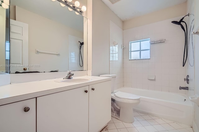 8857 SW 222nd Ter, Cutler Bay, FL 33190 - bathroom featuring toilet, tile patterned floors, shower / tub combination, and vanity