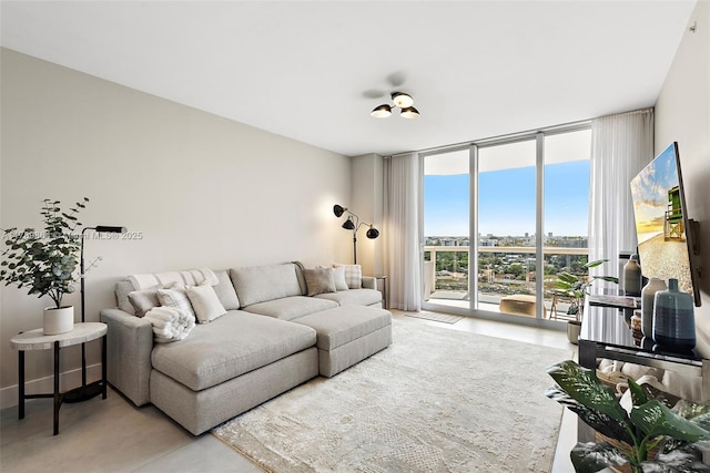 living area featuring expansive windows