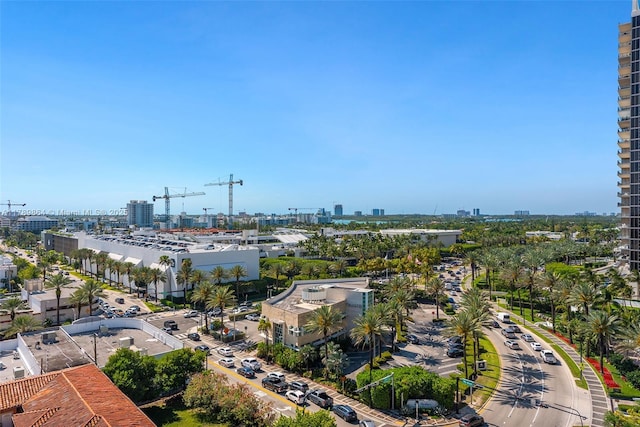 birds eye view of property with a view of city