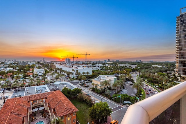 bird's eye view with a city view