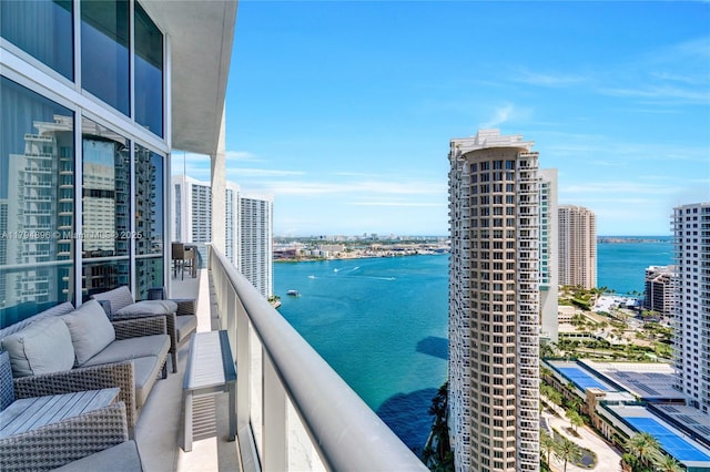 465 Brickell Ave Unit 2801, Miami, FL 33131 - balcony featuring a view of city and a water view