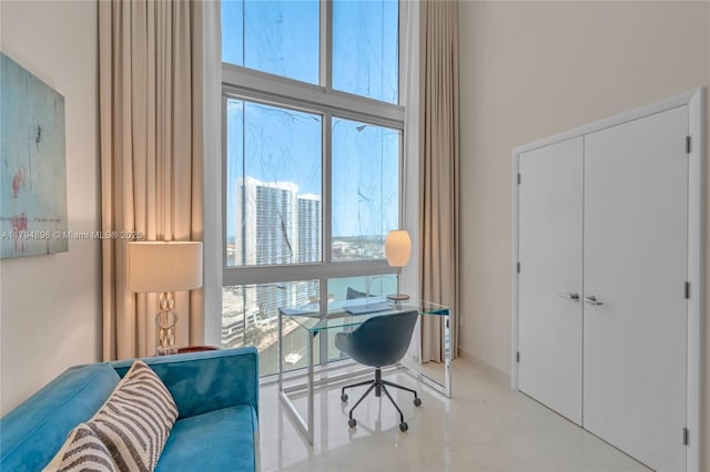 465 Brickell Ave Unit 2801, Miami, FL 33131 - tiled office space with a wealth of natural light and a towering ceiling