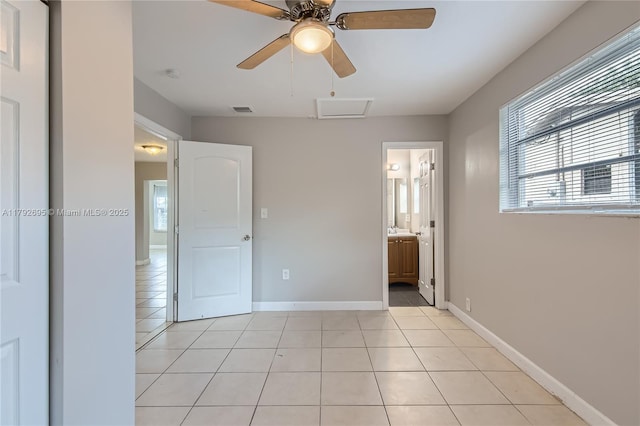 7740 Shalimar St, Miramar, FL 33023 - unfurnished bedroom featuring visible vents, attic access, baseboards, and light tile patterned floors